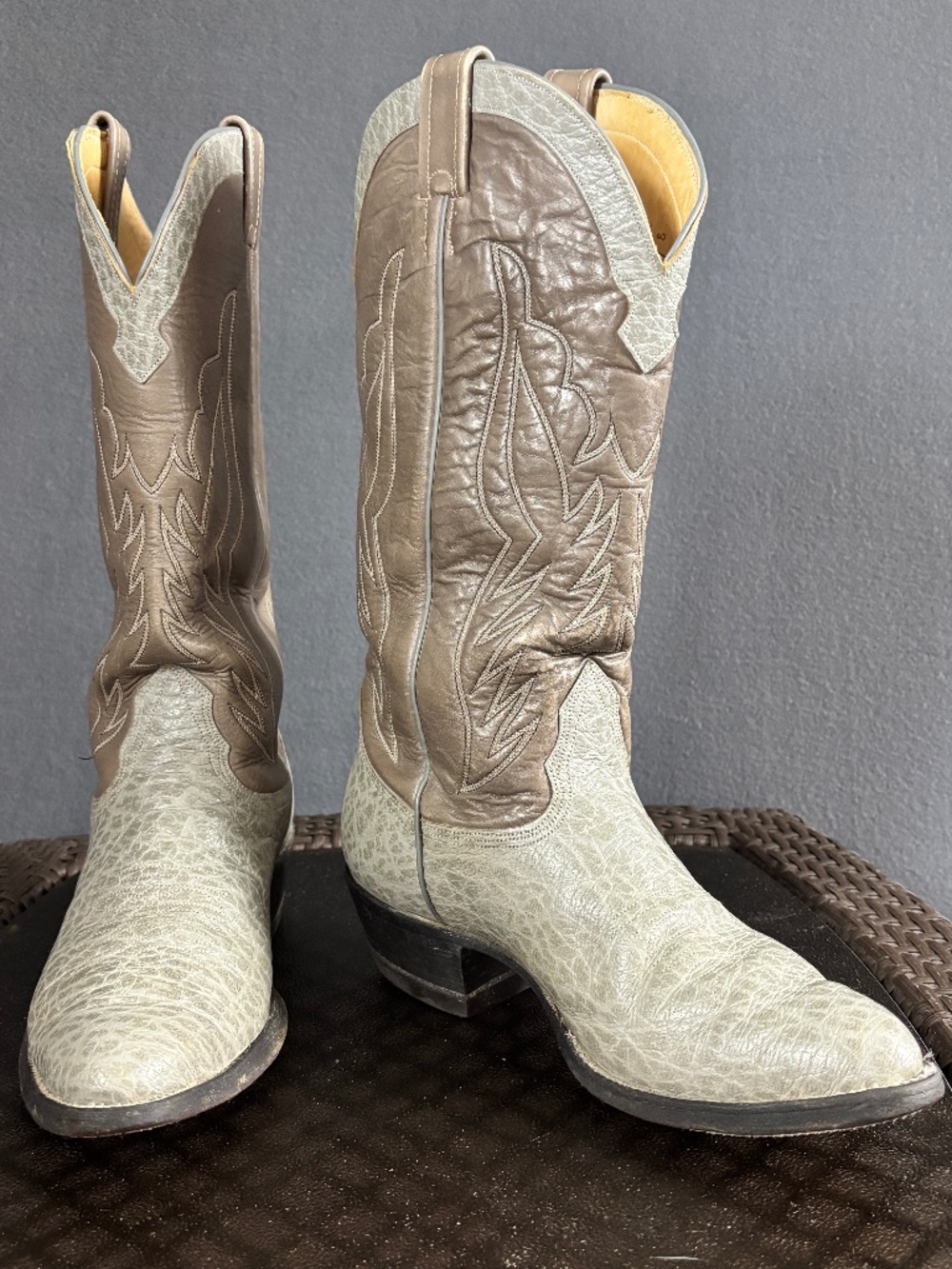 Nocona Boots Two-Tone Gray Leather Western Boots #1924 Size 13